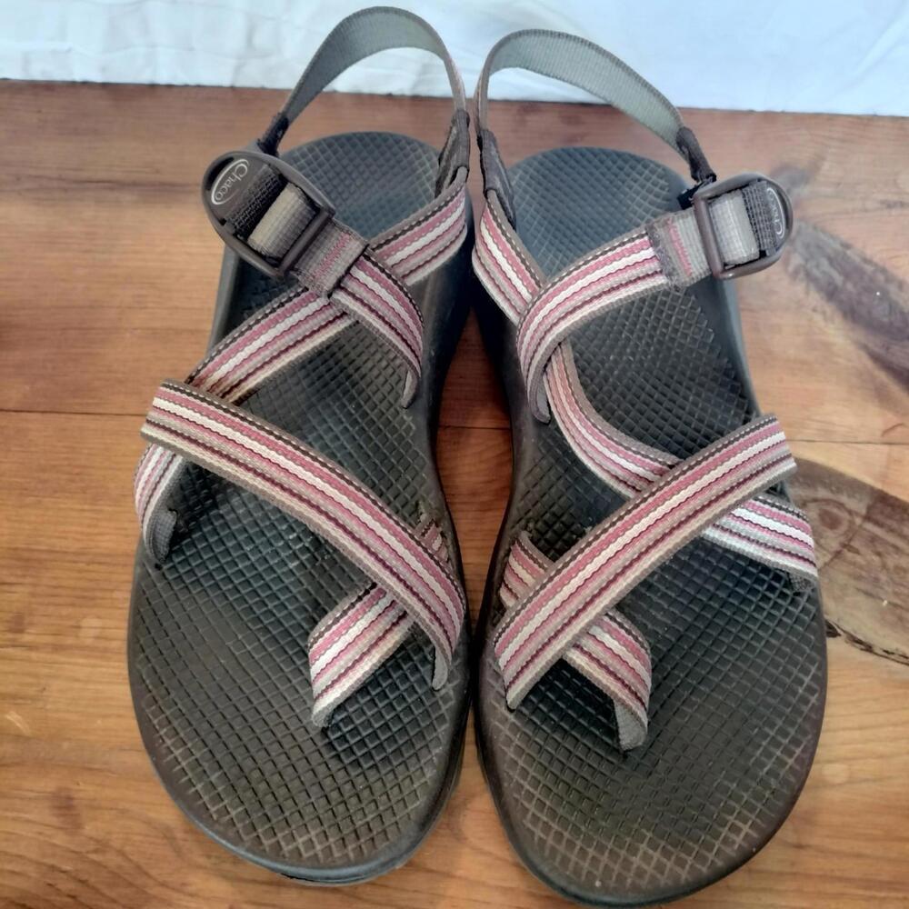 Chacos Sandals VIBRAM 10M Brown Multi Straps Hiking Sports Water Zx2 Toe Loop